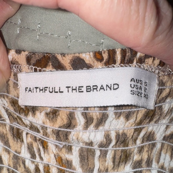 Faithfull the Brand Leopard Print Smocked Puff Sleeve Mini Dress. Size 2. EUC - Picture 7 of 13